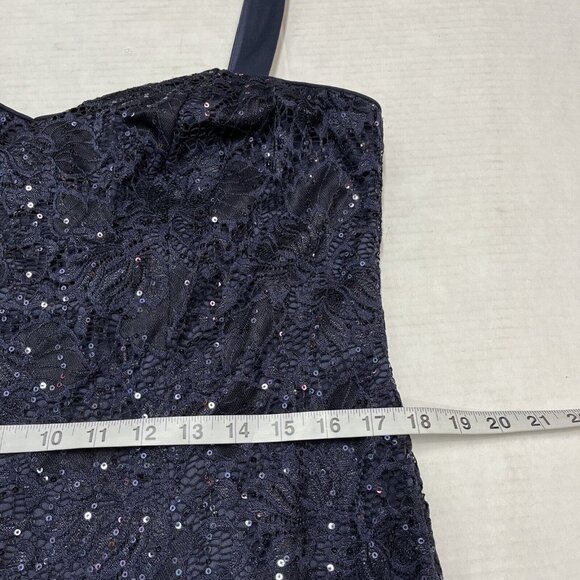 R&M Richards Womens 14 Sequin Midi Dress With Sheer Jacket Blue Halter Formal - Picture 9 of 16